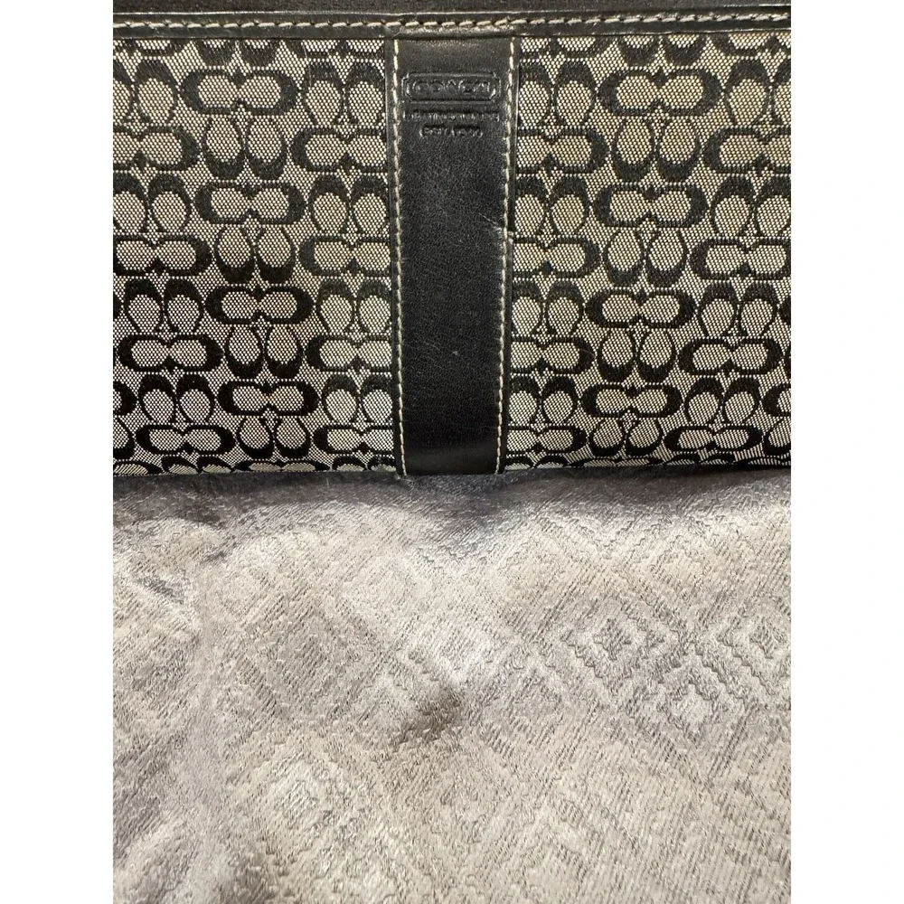 Coach Leather Wallet Black with C Logo Zip Around Multi Pocket In Black - Picture 5 of 11